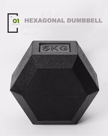 Pesi da palestra professionali all'ingrosso Attrezzature per il fitness Manubri esagonali rivestiti in gomma Crossfit